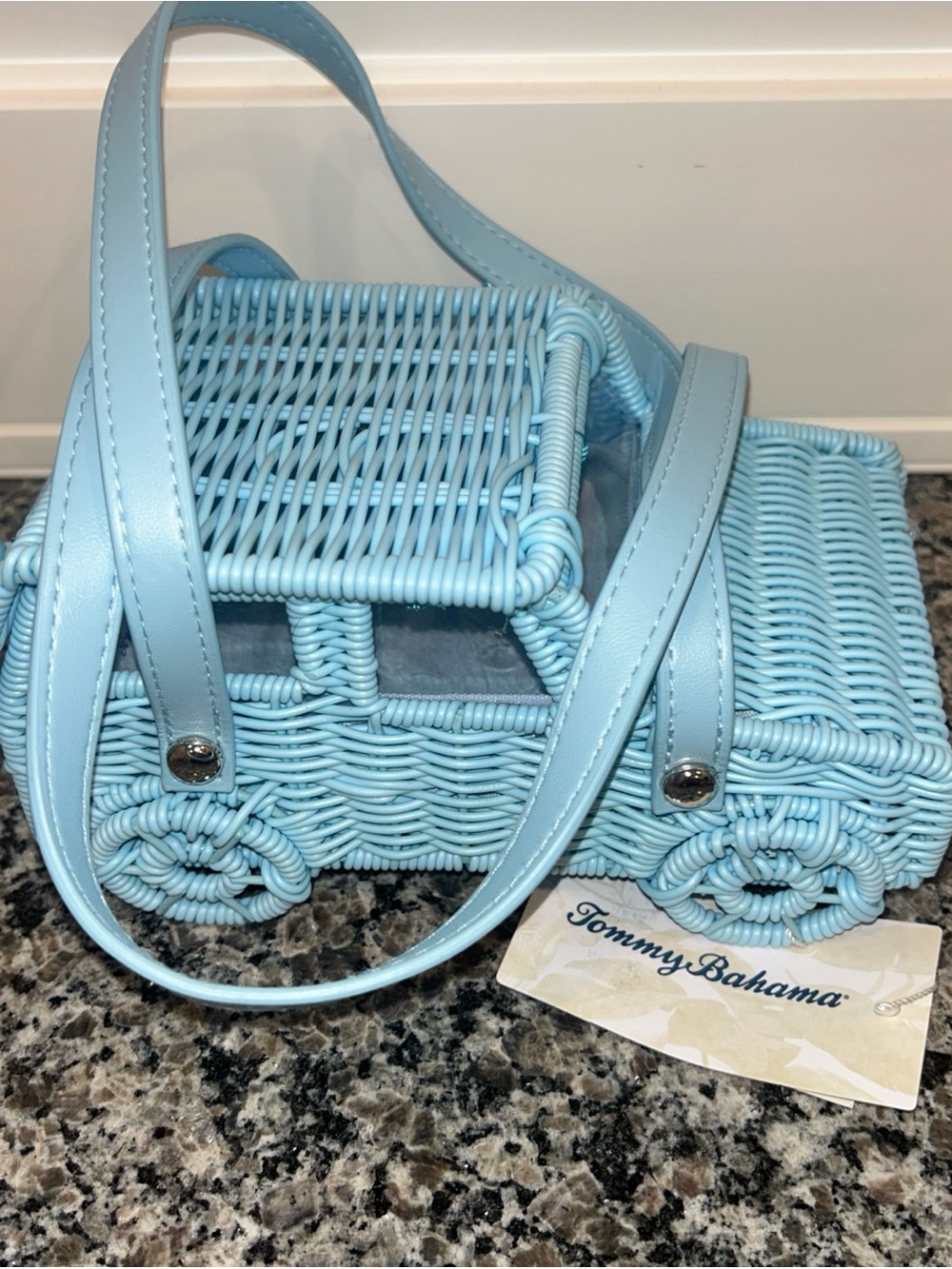 Tommy Bahama Blue Wicker Jeep Car-Shaped Shoulder Handbag